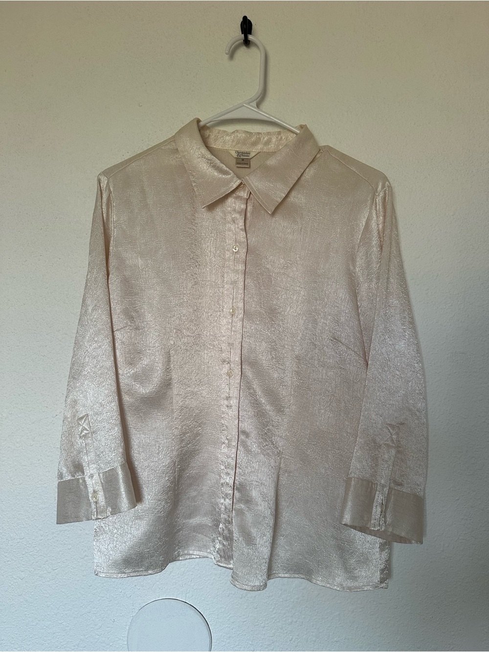 Christopher & Banks Shimmery Cream Button-Down Shirt